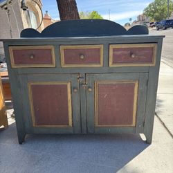 Antique solid oak dresser or buffet cabinet