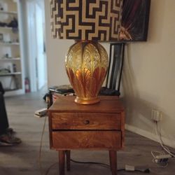 Midcentury Wood Nightstand with 2 Drawers