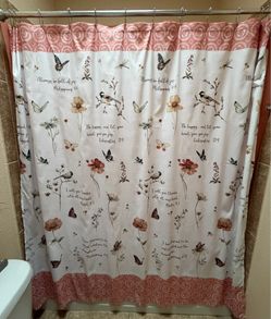 Shower curtain with scriptures