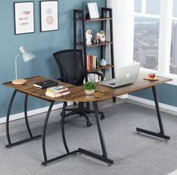 Wood Table Top Finish L-shaped corner Table for Home Office Desk Thumbnail