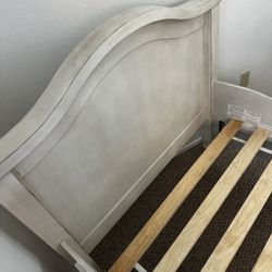 Twin Sized Real Wood Cream Bed 