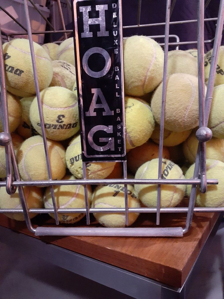 Hoag brand tennis ball basket and ball