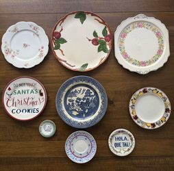 Vintage Plate Lot 14 pcs Franciscan Apple Harker Glass Farmhouse Decor