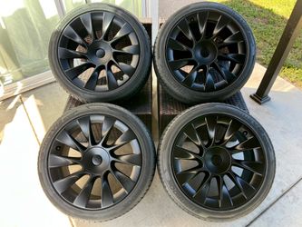 20’ Inch Tesla Model Y Induction Wheels “OEM” Satin Black Rims “New” Hankook Ventus Tires 5x114 Bolt