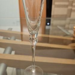 Hutchinson Crystal Floral Etched Champaign Flutes 