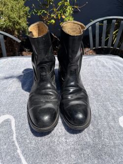 Black Leather Pull-On Ankle Boots Size 11