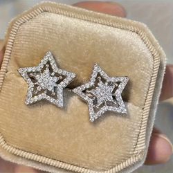 Extremely Shiny Star Stud Earrings Sparkly Shooting Star*New