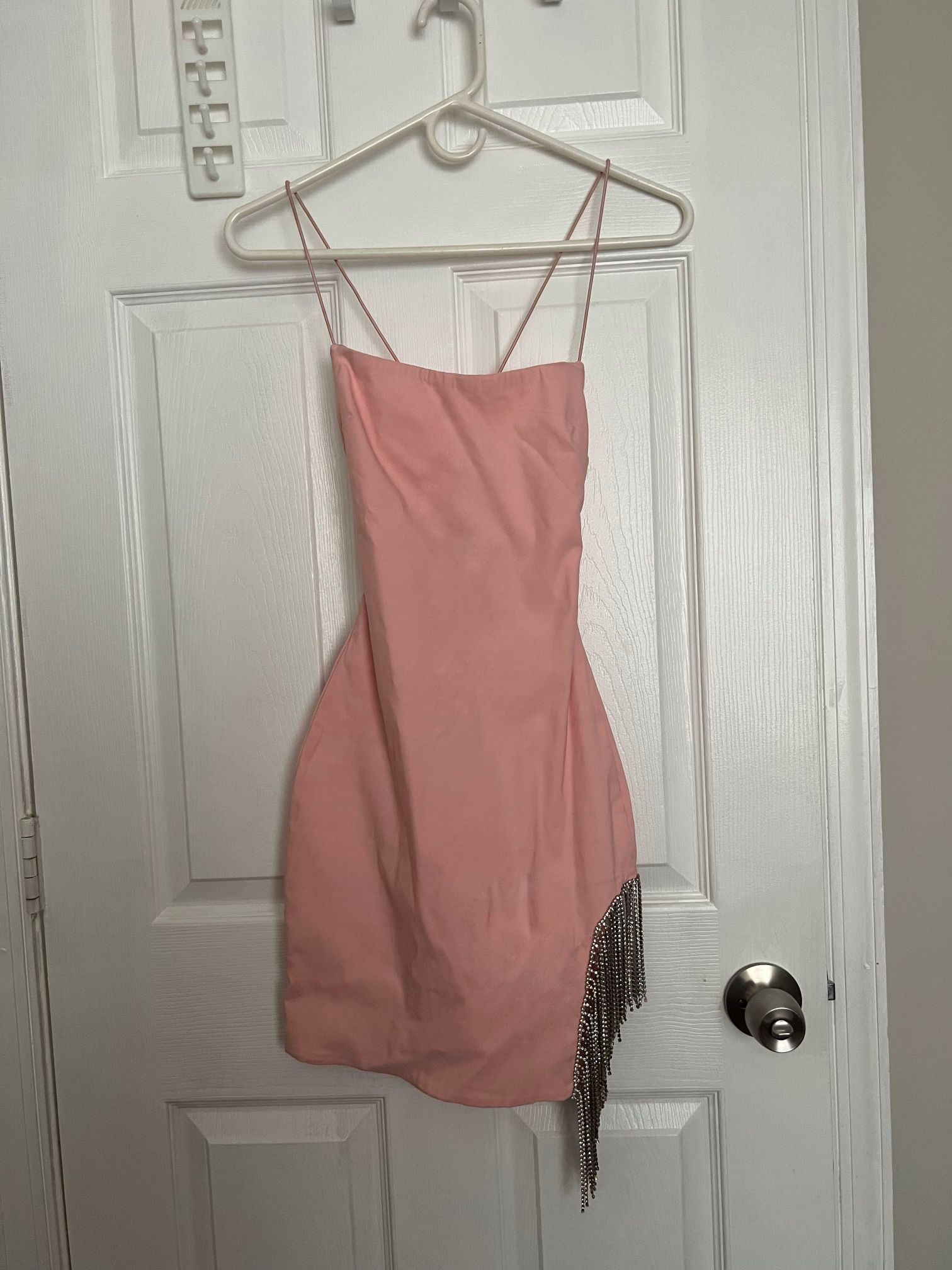 pink dress with rhinestone tassels 
