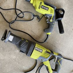 Ryobi 12 Amp Reciprocating Saw And 5/8in. VSR Hammer Drill, PRICE FOR BOTH