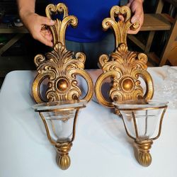 Ornate Gold Wall Sconce Candle Holder