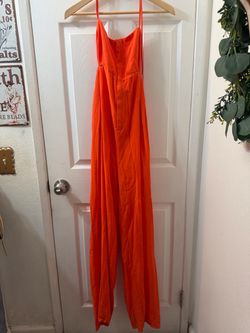 Orange Spaghetti Strap Wide-Leg Jumpsuit