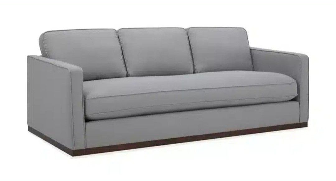 Brand New Gorgeous Modern Down Filled Bench Seat Sofa Upholstered In Smoke High Performance Fabric