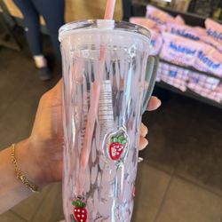 Pink Glass Starbucks Cup