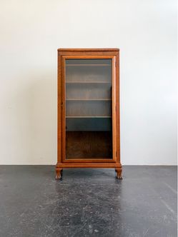 Antique Oak Display Cabinet / Bookcase with Original Wavy Glass c.1900