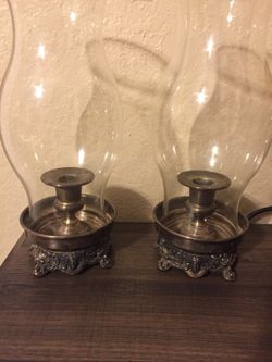 Antique silver plated candlestick holders
