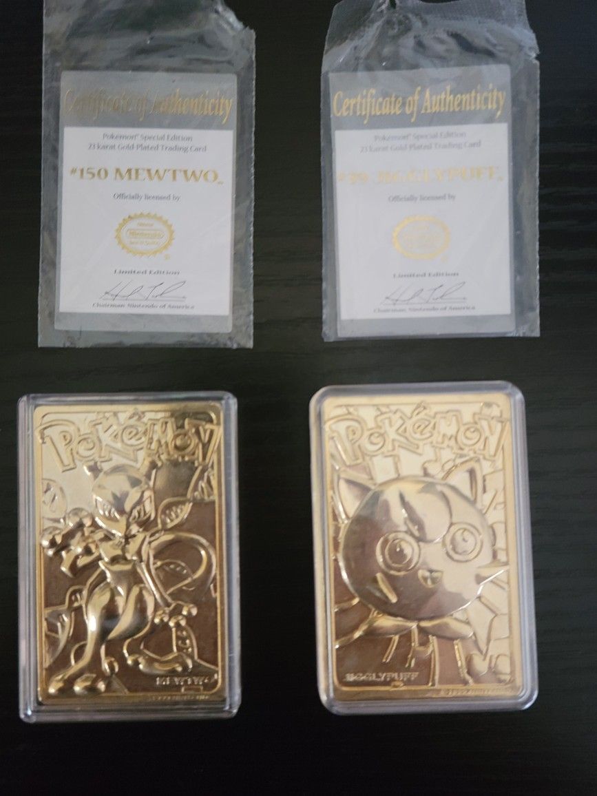 pokemon 24 karat gold cards plated card value Pokemon 24K Gold Plated Trading Card lot (2) 1999 POKEMON 24K Gold Plated Card