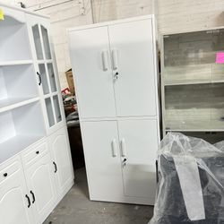 Metal Storage Locking Cabinet with 4 Doors and 2 Adjustable Shelves,71" Lockable Garage Tall Steel Cabinet,for Home Office,Living Room,Pantry,Gym,Comm