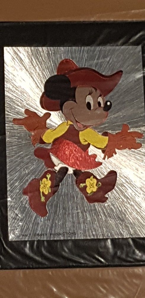  vintage Minnie mouse framed 80s disney red framed cowgirl 

