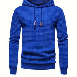 Men's Medium Knit Hoodie With Grid Pattern