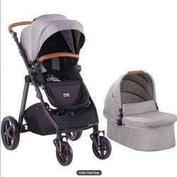 Convertible Baby Stroller with Bassinet and Reversible Seat - Charcoal Gray