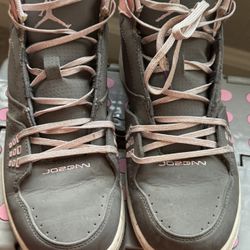 Jordan Pink and Grey Size Youth 5.5 Sneakers