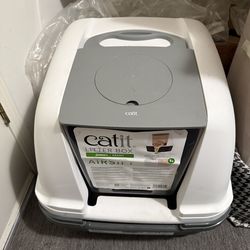 Catit Airsift Jumbo Hooded Litter Pan, Warm Gray/White