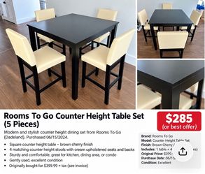 Counter height table set - 5 pieces