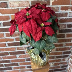 Large Artificial Red Poinsettia in Pot 23"