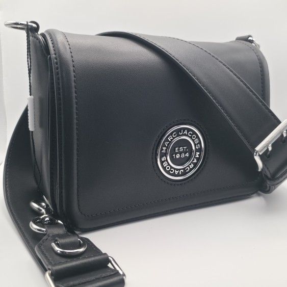 Marc Jacobs Women's Black Insignia Logo Full Flap Leather Crossbody Bag