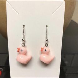 Pink Duck Earrings 