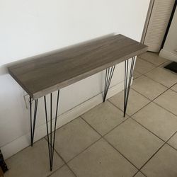 Grey Faux Wood Modern Console Table Chic