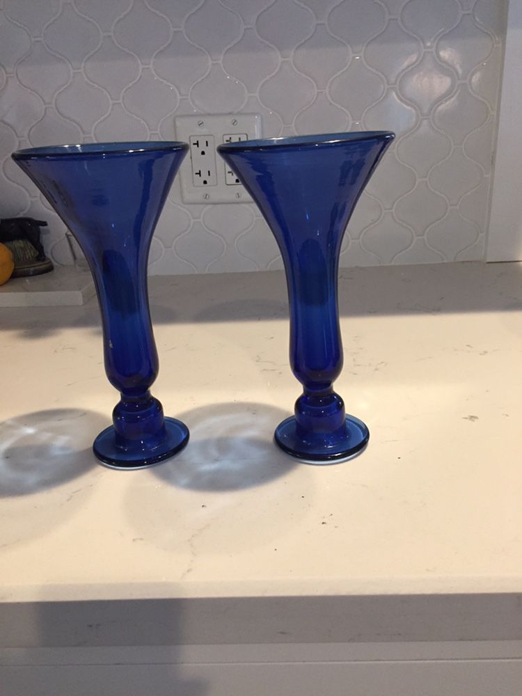 2 Nice Cobalt Vases-beautiful Condition-$40 Firm