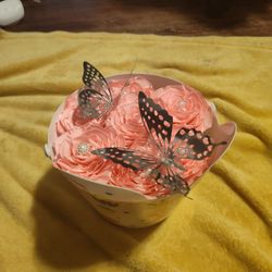  Eternal Ribbon Flowers In  a Easter Basket 