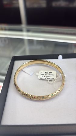 14kt bangle bracelet 14kt earrings