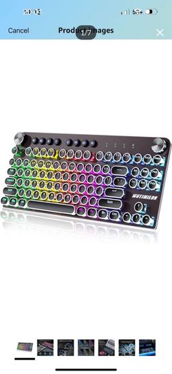 Brand new in box Wireless Typewriter Keyboard Mechanical TKL, 2.4G/BT5.0/Wired WM87 Retro Vintage Gaming Keyboard Typewriter Style with Punk Round Key