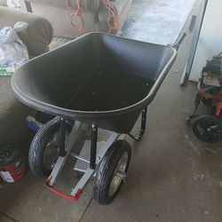 Husky 6 cu. ft. Dual-Wheel, Poly Wheelbarrow with 8 in. Flat-Free Tires