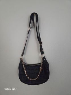 New Goth Juicy Couture Black Quilted Puffy Puff Half Moon Crossbody Shoulder Bag