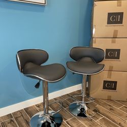 New 2 Gray Bar Stools 