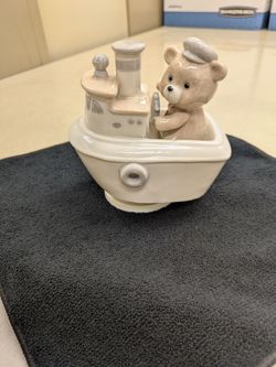 Vintage figurine a cute teddy bear musical box tune!