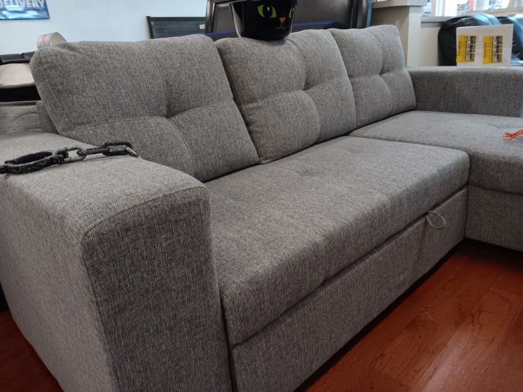 *Spooky Sale Event!!!*---Monaco Fabric Sleeper Sofa W/Adjustable Chaise---Delivery And Financing🫡