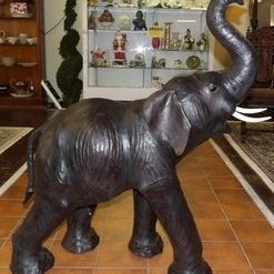 LARGE LEATHER HANDMADE ELEPHANT SCULPTURE