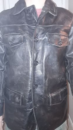 Genuine brown leather men' s jacket from Express size M