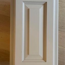 Custom recessed medicine cabinet with wood door. 10x18