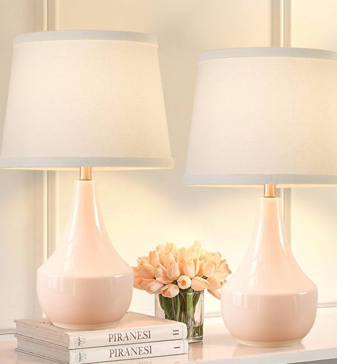 GyroVu Table Lamp Set of 2, 18.63” Ceramic Table Lamp Classic Beside Lamps Nightstand