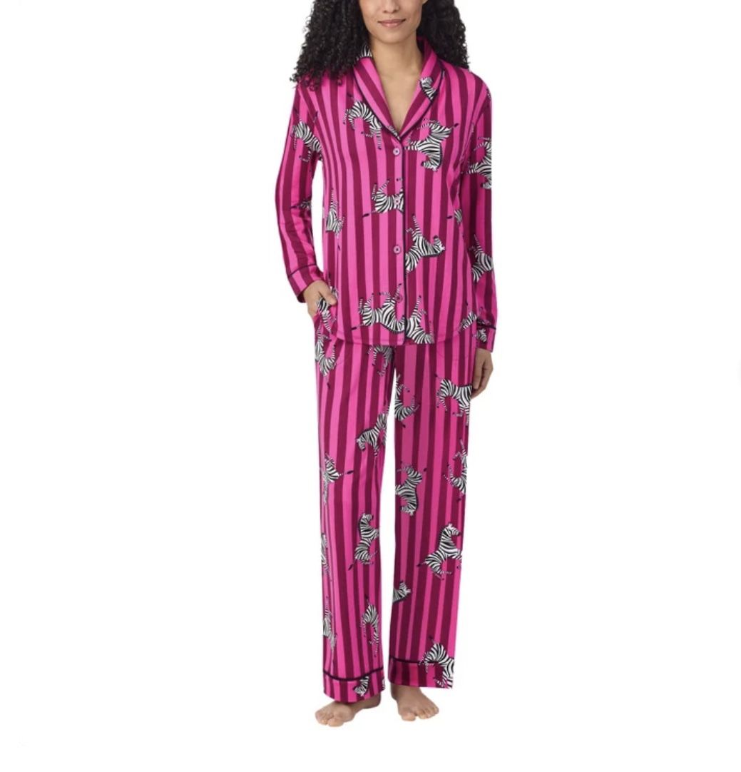 NWT Room Service Women's Shawl Collar Pajama Set Pink M