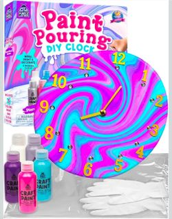 Paint Pouring Kit for Ages 6+ - Washable Non-Toxic Painting Kit for Kids with Gloves & Table Cover for Easier Cleanup, Art and Crafts for Kids Ages 8-