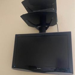 Sharp 32” HDTV, Glass Shelves and Wall Mount
