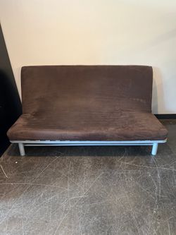 Modern Futon Sofa Bed – White Metal Frame