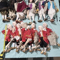 Lot of 14 Original Czech Marionette Puppets Handmade in Prague (Praha Tags)