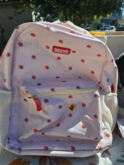 Goovo Strawberry Print Kids Backpack
